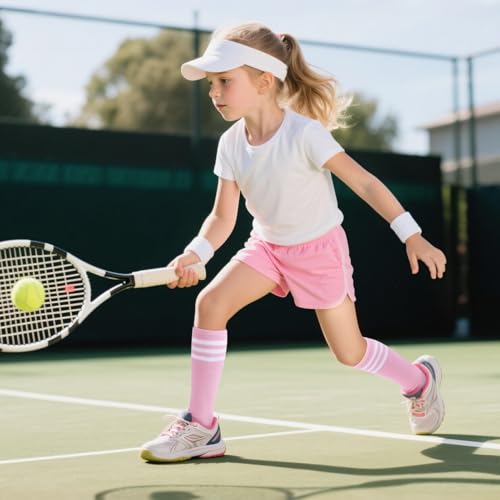 VEKDA 4 Pairs Kids Soccer Socks Toddler Boys Girls Athletic Youth Baseball Socks Knee High Seamless Toe4