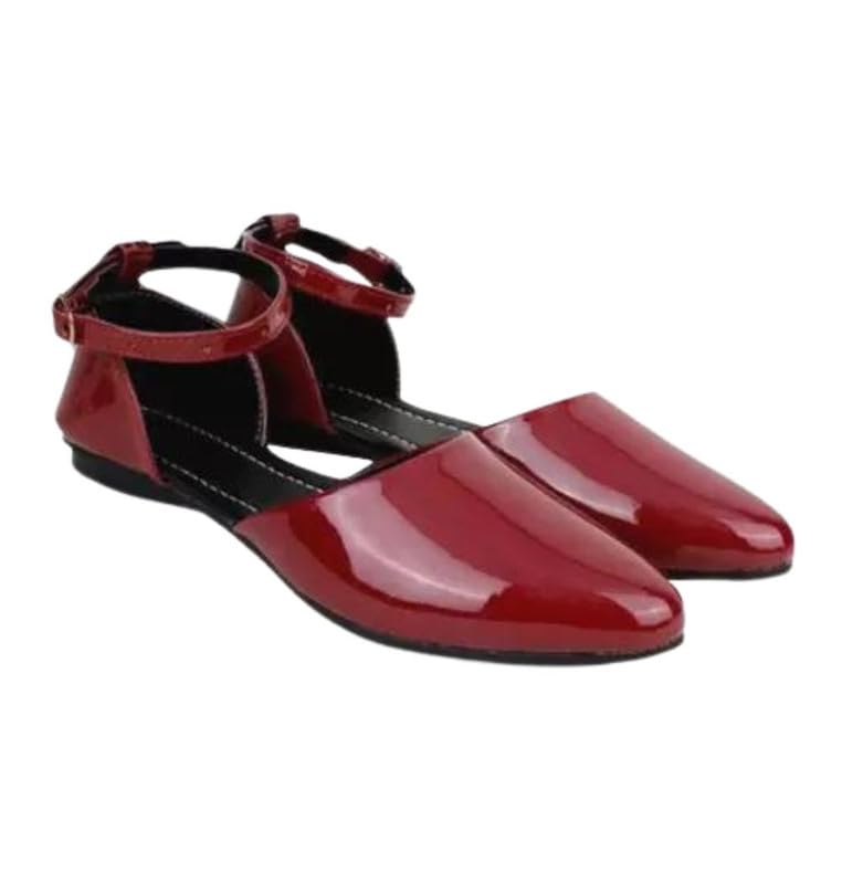Womens Casual Pointed Toe Officewear Synthetic Leather Sandal with Ankle Strap, Red (B0CN8XXTP9) Amazon Price History, Amazon Price Tracker