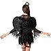 Mannice Fallen Angel Costume Halloween Black Fallen Angel Dress Dark Angel Costume Set Feather Wings for Women