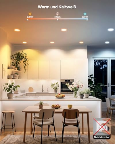 DUSKTEC LED Einbaustrahler RGB mit Fernbedienung, LED Spots 230V 3er Set, IP44 Einbauspots Flach Weiß 7 Watt, Deckenspots Dimmbar mit Farbwechsel, Spots Deckenleuchte Bunt, 68mm-85mm Lochmaß