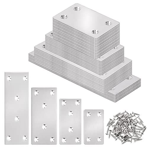Tanstic 15Pcs 60x38mm Metal Flat Straight Mending Plates with Screws