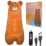 Kivdes Bear Electric Heating Pad for Period Cramps Pain Relief Menstrual USB Powered Cuddly Stuffed Animal Portable Cute Soft 16.5' Adorable Bear Neck Shoulder/Back Pain Relief Gift for Kids Women