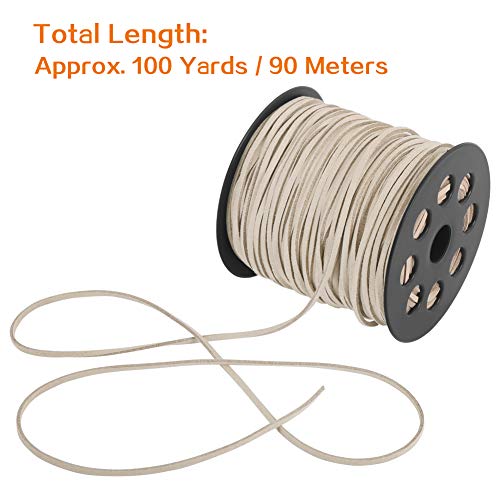 Tenn Well 2.6Mm Suede Cord, 100 Yards Flat Faux Leather Lace Cord For Necklaces, Bracelets, Jewelry Making, Beading And Diy Crafts (Ivory) #TOP1