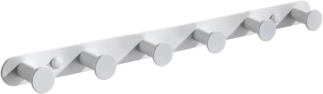 Stainless Steel Hooks Bathroom Accessories Wall Mounted Round Robe Hook 3-8(White 6 hooks)