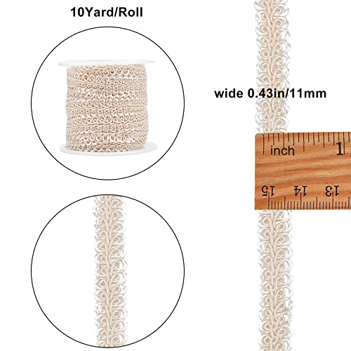 GORGECRAFT 10 Yards Gold Braid Lace Trim 3/8 inch Wide Polyester Woven Gimp Braid Trim Centipede Decorated Lace Ribbon for Costume DIY Crafts Sewing Jewellery Making Home Decoration Beige - Image 2