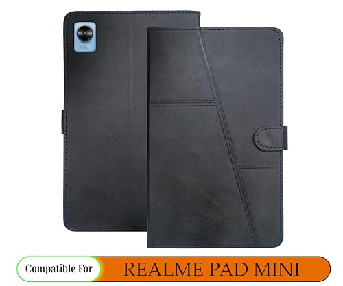 Image of FLIP Tablet Cover for REALME PAD MINI | 3 Pockets | Dual Protection Material | Strong Magnet | Ultra Durable (Black)