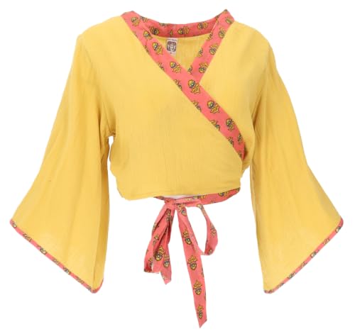 Haut court bohème en mousseline de soie finitions premium manches trompette