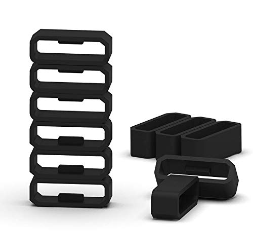 E ECSEM Black Silicon Fastener Ring Security Loop Compatible with Garmin Vivosmart HR & HR+ Approach X40 Samrtwatch Band(No Bands and Watch)