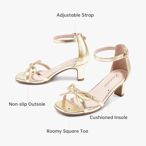 Image of Furdeour Heels for Girls Dress Shoes Bow Sansals Flower Girl Big Kids Teen | Delicate Bow, 2.13 IN Kitten High Heels, Dance Birthday Party Pageant Graduation School Prom, Young Girls Formal Dressy Heel