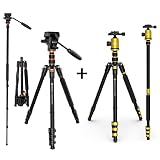 GEEKOTO 81'' Science Fiction Tripod，GEEKOTO Video Tripod Fluid Head,Professional Camera Tripod for
