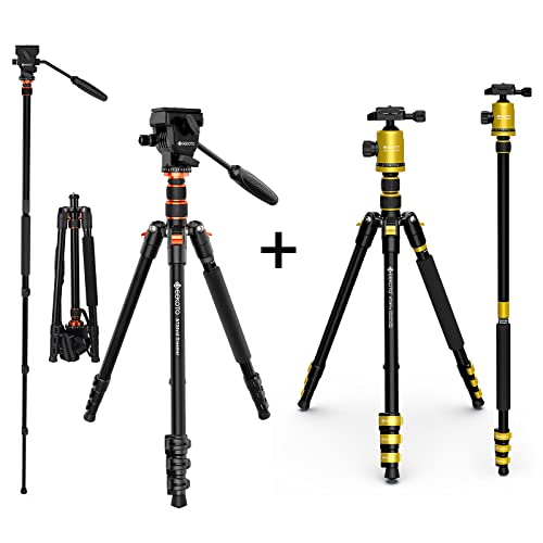 Geekoto 81'' Science Fiction Tripod，Geekoto Video Tripod Fluid Head,Professional Camera Tripod For Dslr,Monopod Aluminum 77" For Video Camcorder #TOP18