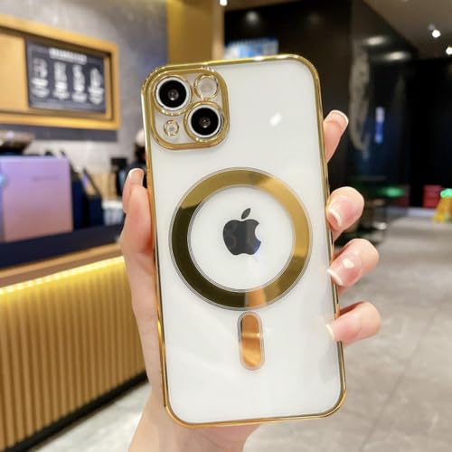 Étui de charge de luxe pour iPhone 13 Pro coque magnétique finition or raffinée