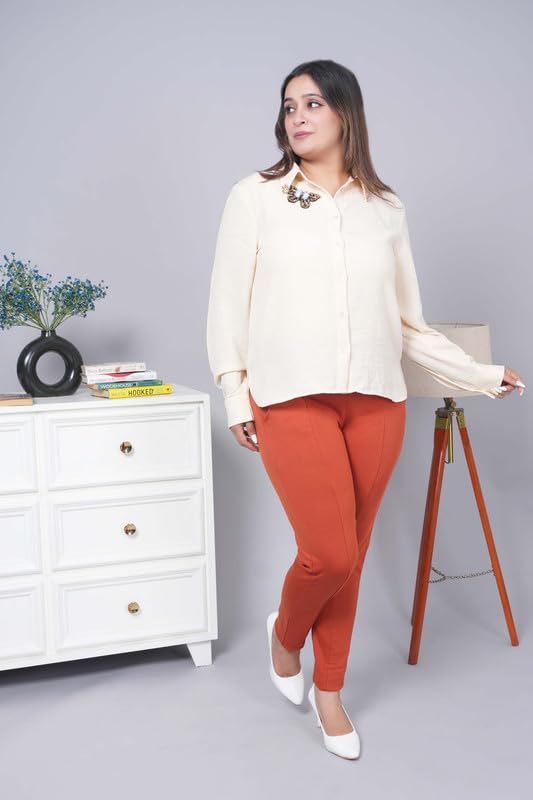 Image of Mlada Women's Solid Cotton Lycra High Waist Ankle Length Tummy Tucker Jeggings Trouser with 2 Side Pockets | Office Wear Summer Pants | Regular Fit, Stretchable, Comfortable & Stylish Everyday Bottoms