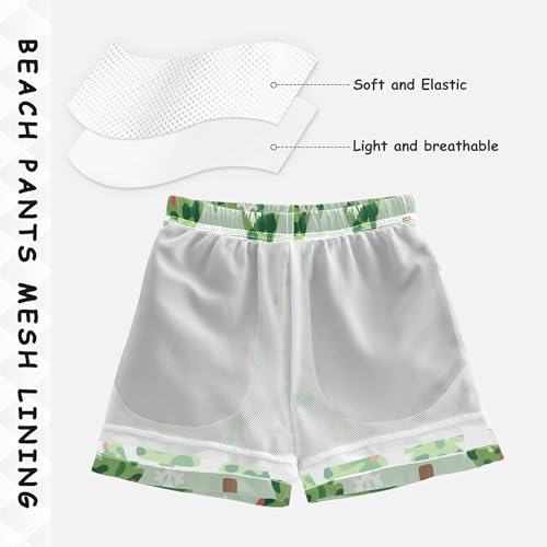 Boys Swim Trunk Quick Dry Christmas Trees Camouflage Board Shorts Swimwear 6-14T4