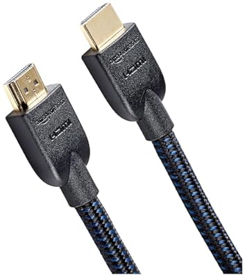 Amazon Basics HDMI Cable 15ft, 4K HDMI 2.0 Cord (18Gbps), Nylon-Braided, 4K@60Hz, 2160p, 48 bit, Compatible with TV/PS5/Xbox/Roku, Black & Blue