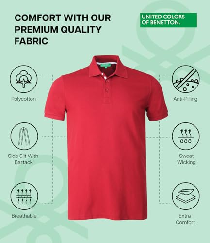 Image of United Colors of Benetton Shirt for Men | Tees for Man | Half Sleeves Plain Stylish Regular Fit Polo | Collar Tshirt | T-Shirt | Stylish Mens Tshirt