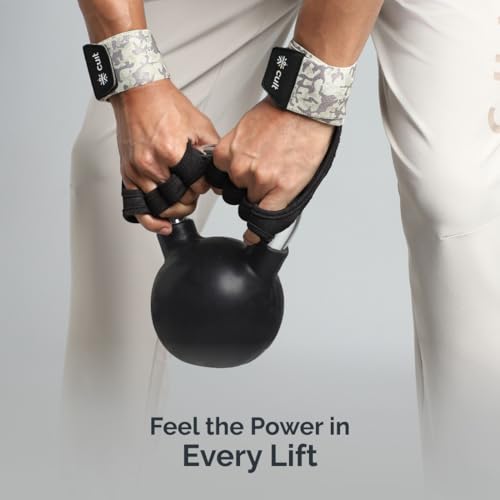 Image of CULT Half Finger Gym Gloves with Wrist Support for Men & Women | Anti-Slip Silicone Grip Exercise Gloves for Weightlifting, Workout, Pull Ups & Cross Training (Size S-M)