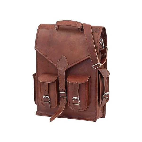 Shy-Shy-Lets-Touch-The-Sky-18-inch-Brown-Premium-Leather-Laptop-Backpack-Work-Stylish-and-Practical-2-in-1-Design-Handmade-Sling-Backpack-for-Mens-Womens-Travel-Rucksack Shy Shy Let’s Touch The Sky 18 inch Brown Premium Leather Laptop Backpack Work Stylish and Practical 2-in-1 Design Handmade Sling Backpack for Men's & Women's Travel Rucksack