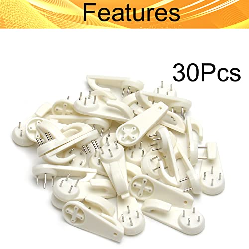 Image of Picture Hangers Ceiling Hooks Professional Photo Frame Hooks Kit with Nails for Hanging Plants Mugs Wind Chimes Utensils White 30PCS