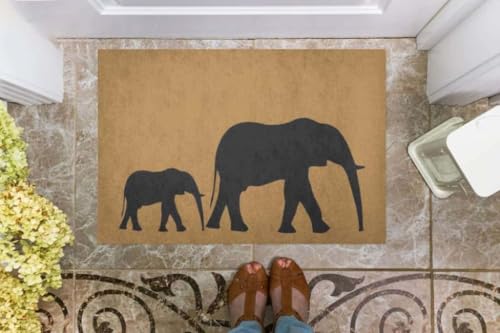 ���փ}�b�g �ۍD���̕��ւ̉Ƒ��ւ̑��蕨 50×80cm doormat Elephants For Elephant Lovers Gift For Family