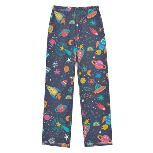 ZZXXB Planet Rocket Star Boys Long Pants Soft Trousers Elastic Waist Kids Lounge Bottoms with Pockets S-XL
