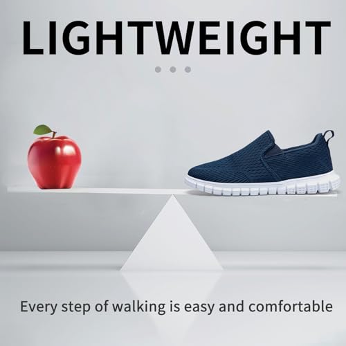 Men's Slip-On Shoes | Casual Breathable Sneakers with Mesh Upper | Non-Slip Walking & Work Loafers for Men4