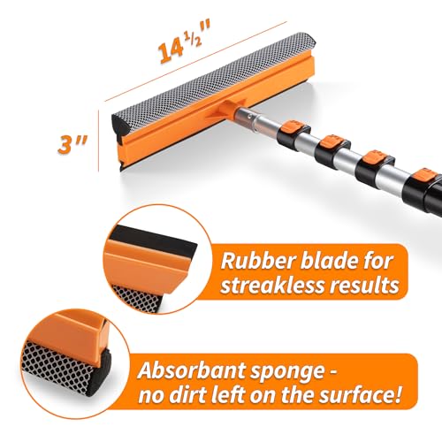 4-12 ft Window Washer Squeegee Kit with Extension Pole (20+ Foot Reach) // Long Handle Squeegee for Window Cleaning & Car Cleaning Multi-Use//Telescopic Professional Window Cleaning Squeegee for Home by EXTEND-A-REACH - Image 5