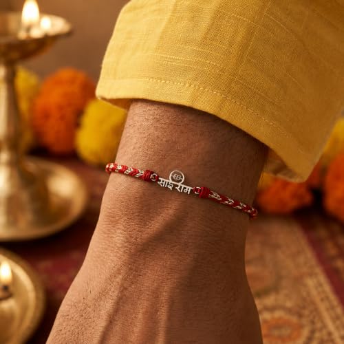 Image of Unniyarcha 925 Sterling Silver God Blessings Rakhi for Men | Certified Silver Raksha Bandhan Rakhi for Brother
