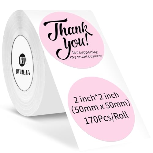 Image of Rongta Label Tape for R22, Standard Laminated Thermal Label Tape Replacement, Waterproof, Oil-Proof Sticker for Home Office Small Business Labeling (Pink, Round Φ 2'' (170 Labels /Roll))