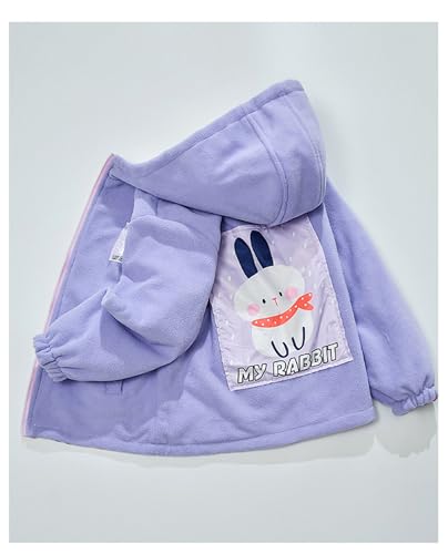 Girls' Double-Side Wearable Jacket Hooded Warm Flannel Outerwear 2-12 Years C0743