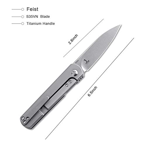 Kizer Cutlery Folding Pocket Knife Front Flipper Drop Point Blade Titanium Handles Tactical Knife, Justin Lundquist Feist Ki3499 #TOP1
