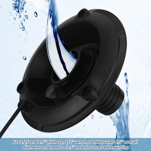 Image of RV Round Fresh Water Gravity Fill Hatch Inlet for RV Water Inlet Replacement, RV Water Fill Hatch, Camper Water Inlet Hatch, Trailer Water Fill Hatch Inlet - Black