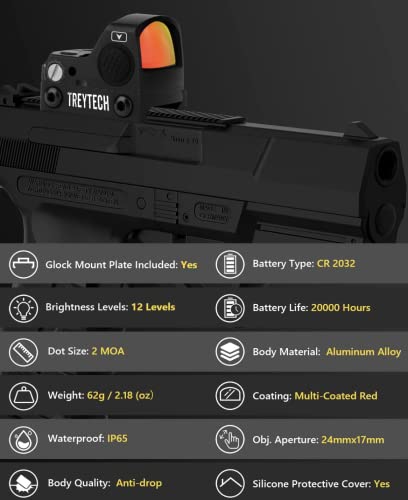 Red Dot Sight, 3 MOA Red Dot Scope With Picatiinny Rail Mounts, Adjustable Brightness Parallax Free Reflex Sight, Shockproof Scratch Resistant Amber Lens Riflescope, Tactical Optic Scope - View #11