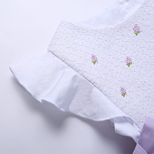 Girls Toddler Purple Sweet Summer Hand Embroidered Smocked Midi Dress Clothes Size 2 3 4 5 6 8 10 12 143