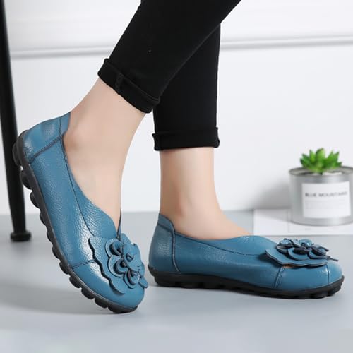 Image of MOYOWEI Women's Leather Slip On Loafers Colorful Flat Shoes