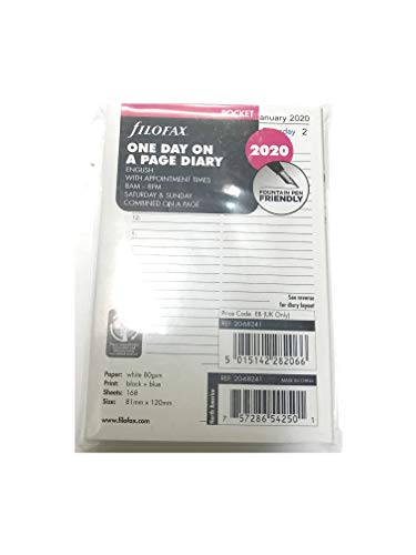 Filofax 2020 Pocket Day on a Page Refill, Jan 2020- Dec 2020, 4.75 x 3.25 inches (C68241-20)
