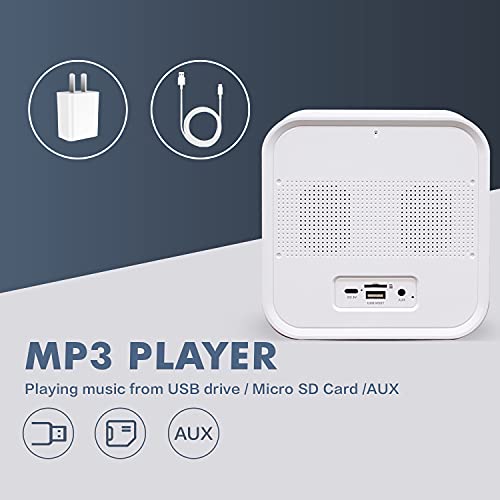 Fivehome Night Lights Bluetooth Speaker Alarm Clock, For Teenage Girls Boys, Touch Control Dimmable Multi-Color Bedside Lamp, Mp3 Player, Bedroom Alarm Clock For Adult Deep Sleeper #TOP5