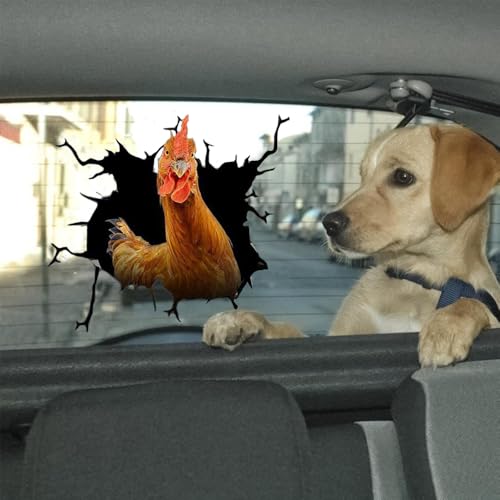 Image of Chicken Car Stickers Crack Decals Funny Animal Window Clings Realistic Static Stickers Auto Farm Truck Vehicle Glass Decor Gift 2 PCS
