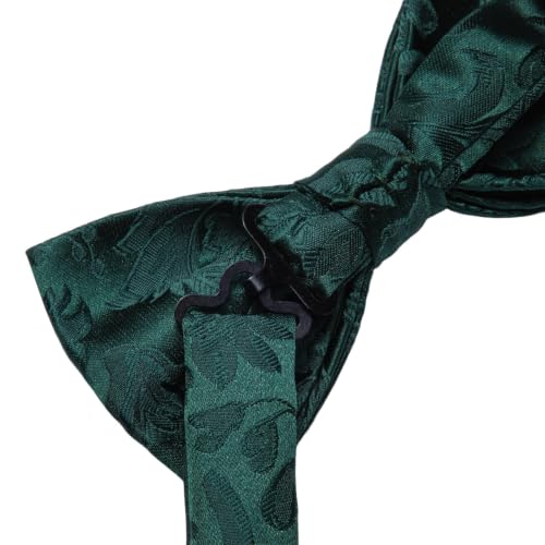 Image of Dubulle Mens Paisley Striped Bowtie Set Pre-tied Bowtie for Men and Pocket Square Set Wedding Business
