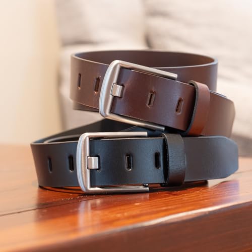 Black Wide Pin Belt - Full Grain Leather Strap with Certified Nickel Free Buckle4