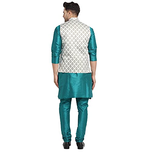 Image of SAIFOO Men's Kurta Pyjama & Printed Nehru Jacket Set.