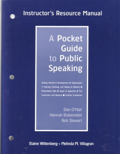 Pocket Guide to Public Speaking : Instructor's Resource Manual