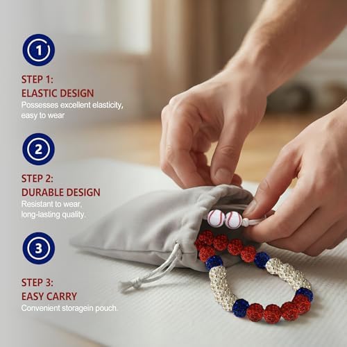 LMUWECNO Baseball Necklace for Men with Bracelet, Rhinestone Beads — view 4