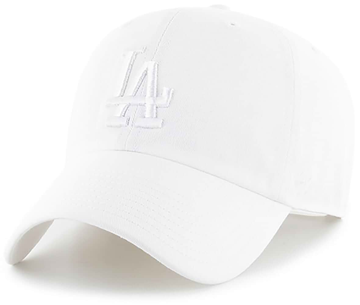 47Brand MLB White White Primary Logo Clean Up Adjustable Baseball Cap Hat, Adult Regular