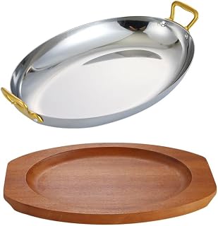 Sartén Ovalada De Paella Española Con Manijas Duales, Oro Rosa 25.5/30.2/35/40 Cm 304 Harella De Mariscos De Acero Inoxidable Handea De Cocina De Paella De Mariscos, Restaurante O(Size:l,Color:Silver)