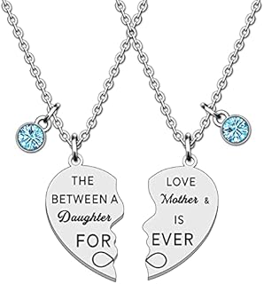 WTOPP 2PCS Heart Blue Diamond Necklace Mother Daughter Gifts Mother Daughter Necklaces The Love Between Mother and Daughter is Forever