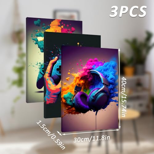 Toile Murale Gaming 3 Panneaux 30x40 Prêt à Accrocher hocadon