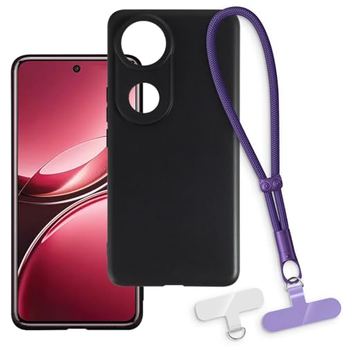 OAGELIM 2-in-1�ی�P�[�X�ƃ��X�g�X�g���b�v Vivo V50e 5G V2428 �Ƃ̌݊������� ���O���\�ȃ��j���[�h�t���d�b�J�o�[�A����~�ߕ����h�~�O���b�v�n���h�� (�u���b�N + �p�[�v��)