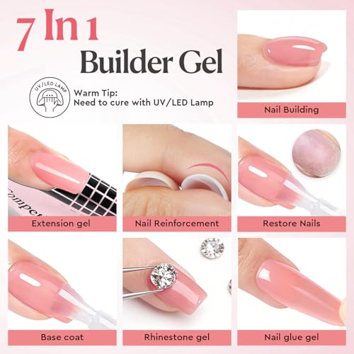 Image of AzureBeauty Jelly Peach Builder Gel for Nails 18ml 7-in-1 UV Strengthener