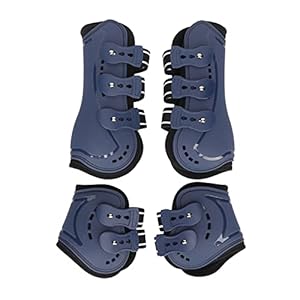 Horse Tendon Boots, Open Front Fetlock Boots Jumping Tendon Horses Boots for Riding Shock Absorbing, Adjustable PU Horse Front Hind Leg Boots for Horse Protective (M)